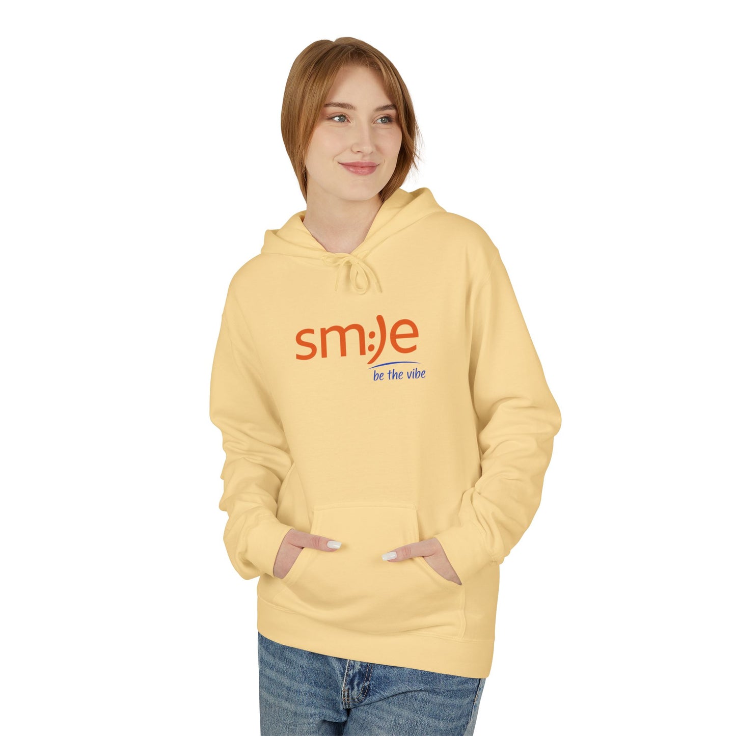 sm:)e Be Vibe Hoodie - Motivational Streetwear, Cozy Confidence Booster, Unisex Fleece Sweatshirt