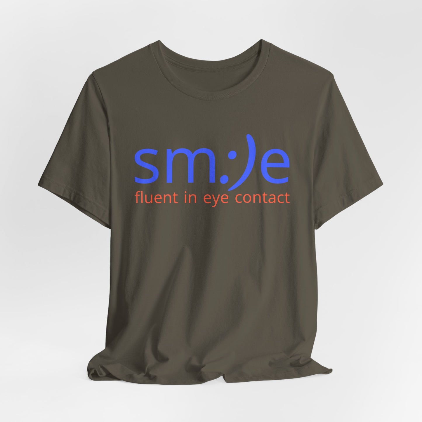 sm:)e Fluent in Eye Contact Jersey Tee | Social Butterfly Streetwear | Funny Connection Gift