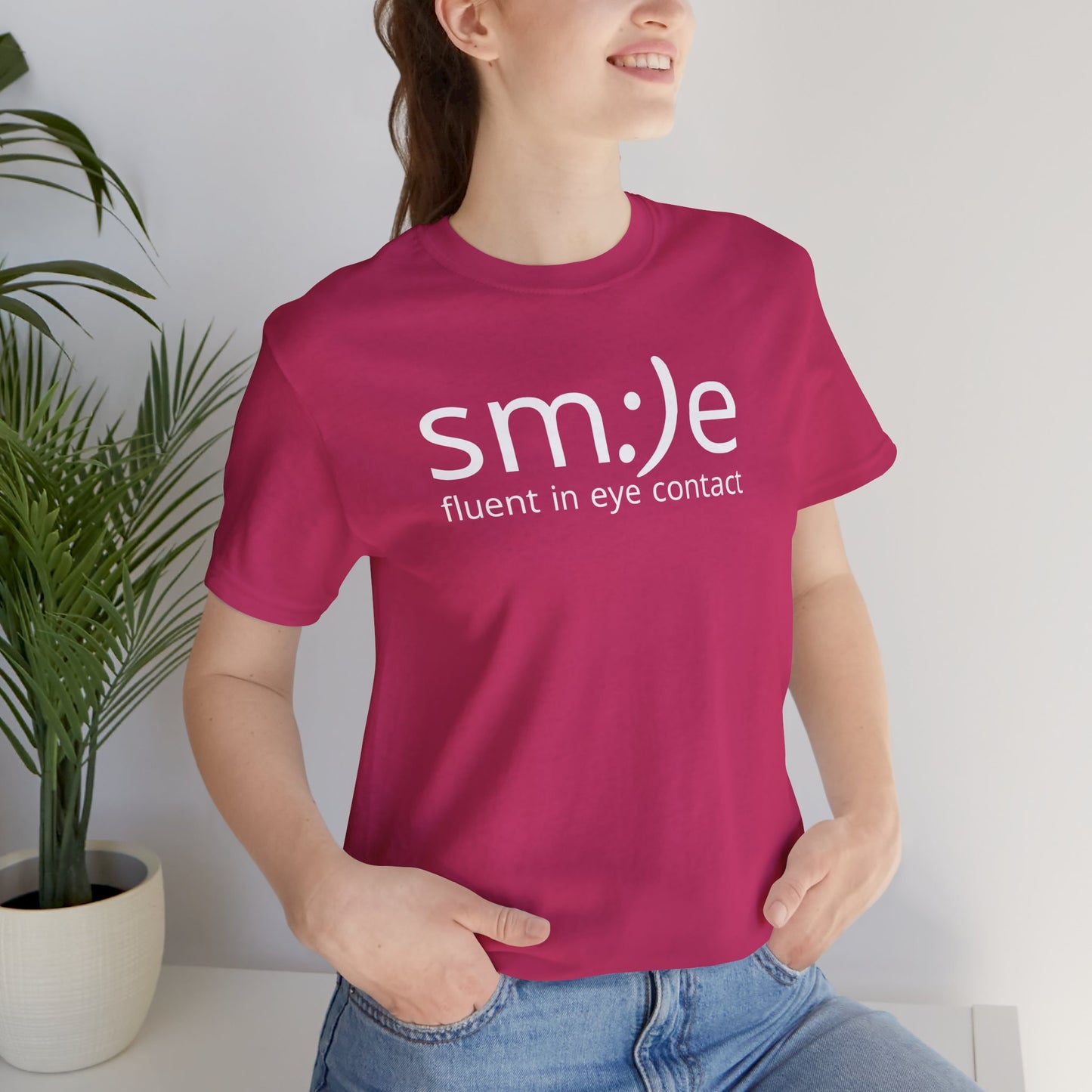 sm:)e Fluent in Eye Contact T-Shirt | Confidence Statement Tee | Unisex Streetwear