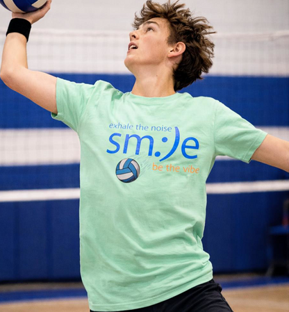 Exhale the Noise sm:)e Be the Vibe Volleyball Tee