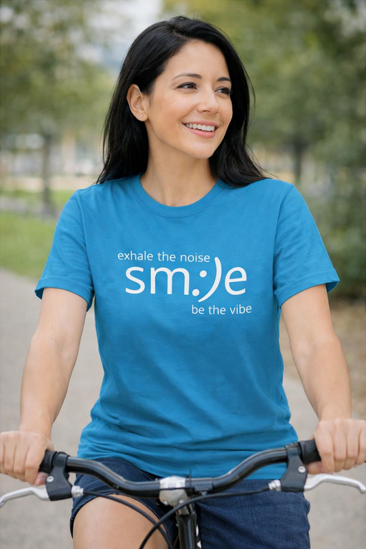 Exhale the Noise Smile Be the Vibe | sm:)e Mindful Streetwear Tee