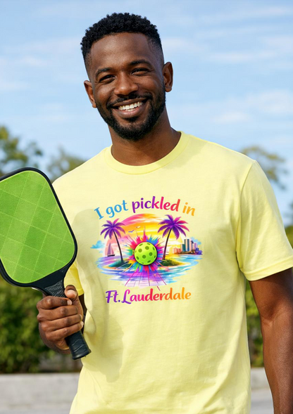 Ft. Lauderdale Pickleball Tee — "I Got Pickled in Ft. Lauderdale" Men's Moisture-Wicking Shirt