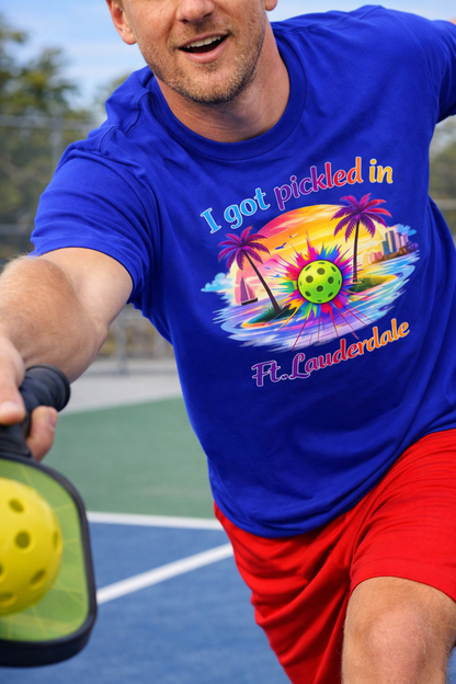 Ft. Lauderdale Pickleball Tee — "I Got Pickled in Ft. Lauderdale" Men's Moisture-Wicking Shirt
