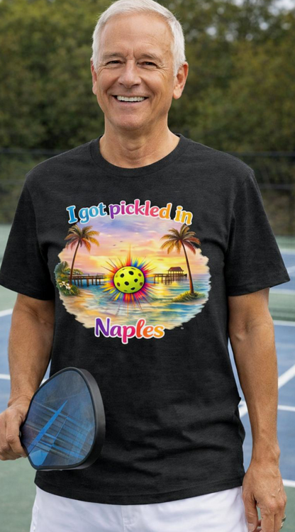 "I Got Pickled in Naples" Pickleball Tee — Funny Florida Vacation Shirt & Souvenir Gift
