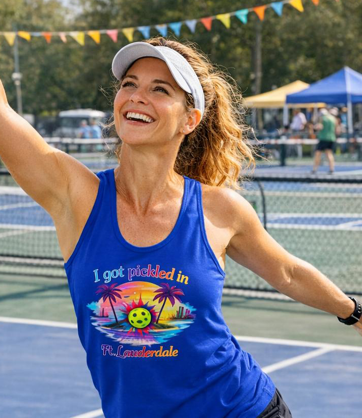 Pickleball Vacation Tank — "I Got Pickled in Ft. Lauderdale" Beach Tank Top