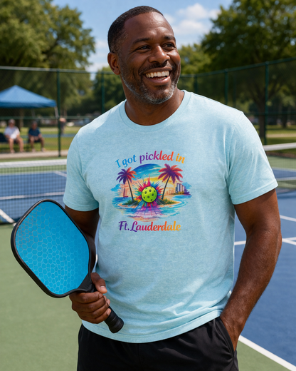 "I Got Pickled in Ft. Lauderdale" Pickleball T-Shirt — Funny Florida Vacation Tee & Souvenir Gift
