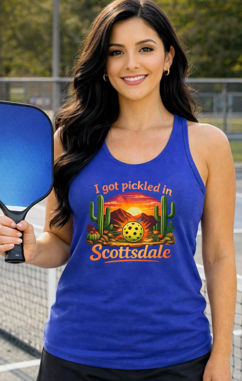 Scottsdale Pickleball Sunset Tank Top — "I Got Pickled in Scottsdale"