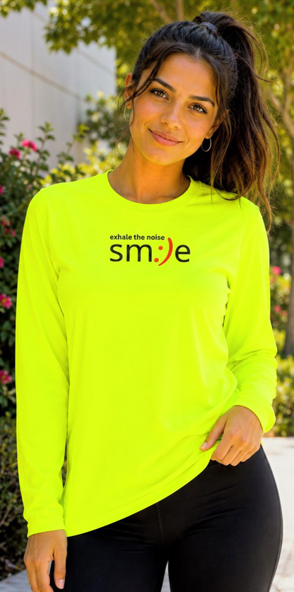 Smile Long-Sleeve Tee — "Exhale the Noise" | Sport-Tek ST350LS Moisture-Wicking Shirt