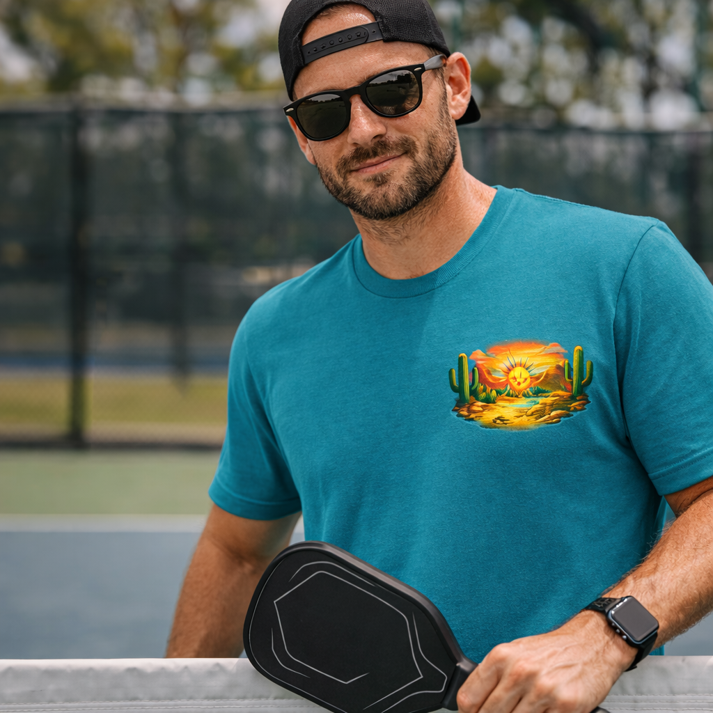 Men's 'I Got Pickled in Scottsdale' Desert Pickleball Tee, moisture wicking