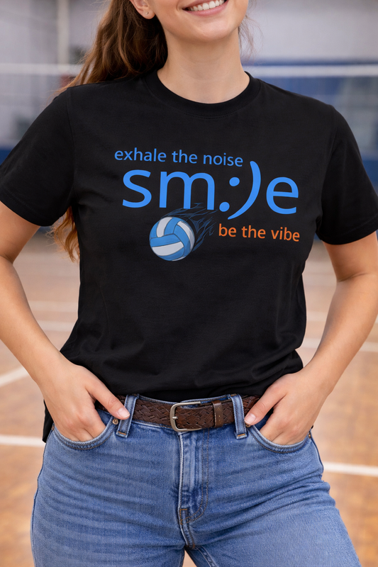 Exhale the Noise sm:)e Be the Vibe Volleyball Tee