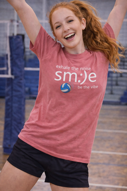 Exhale the Noise sm:)e Be the Vibe | Volleyball Streetwear | Motivational Athletic Tee