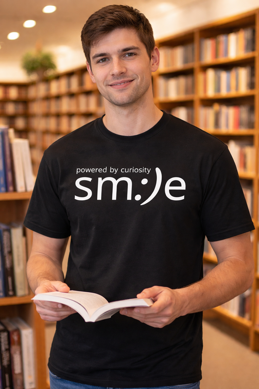sm:)e Powered by Curiosity Tee | Intellectual Streetwear | Unisex Inspirational Graphic Shirt