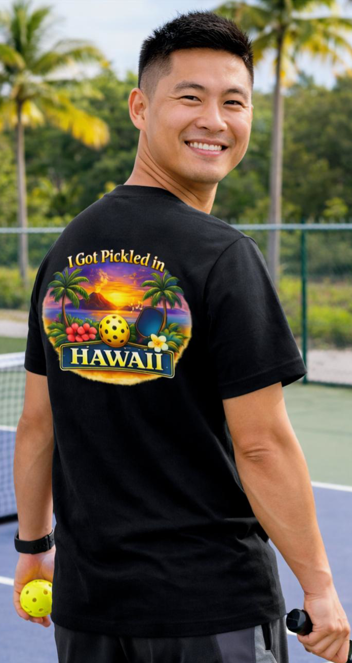 Hawaii Sunset Pickleball Tee | Tropical Beach Graphic T-Shirt