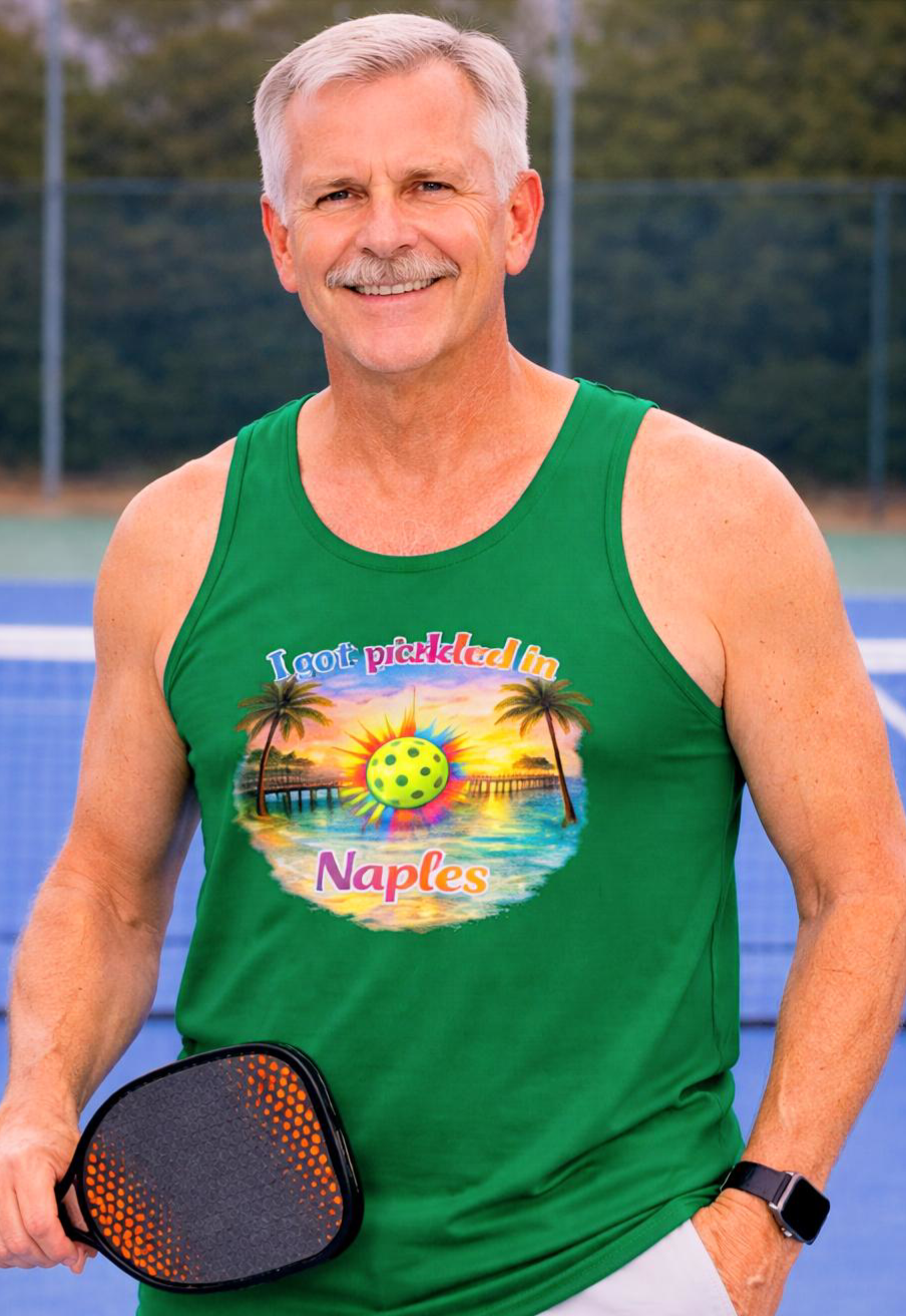 Naples Pickleball Sunset Tank — "I got pickled in Naples"