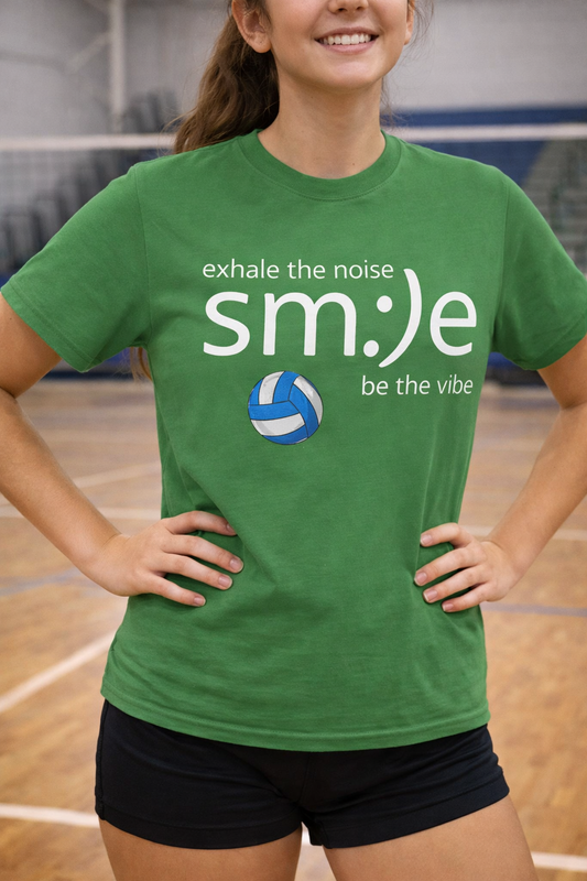 sm:)e Exhale the Noise Volleyball Tee | Athletic Mindful Streetwear | Positive Vibe Court Confidence