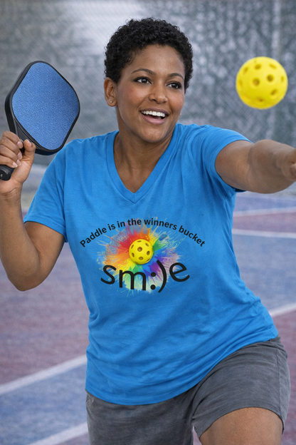 Paddle in the Winners Bucket - Pickleball V-Neck | Funny Statement Tee