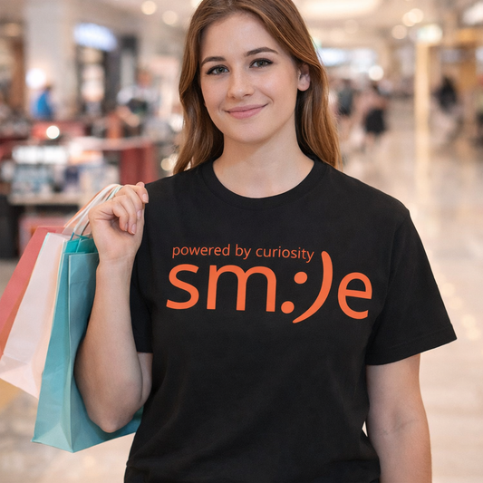 sm:)e Powered by Curiosity Tee | Wonder-Driven Streetwear | Unisex Motivational Graphic Shirt