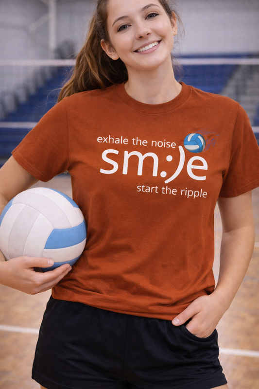 Exhale Noise Sm:)e Start the Ripple Volleyball Tee
