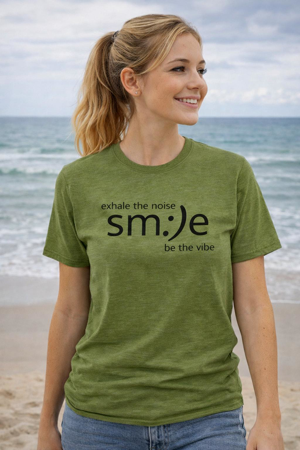 Exhale the Noise sm:)e Be the Vibe | Motivational Unisex Tee