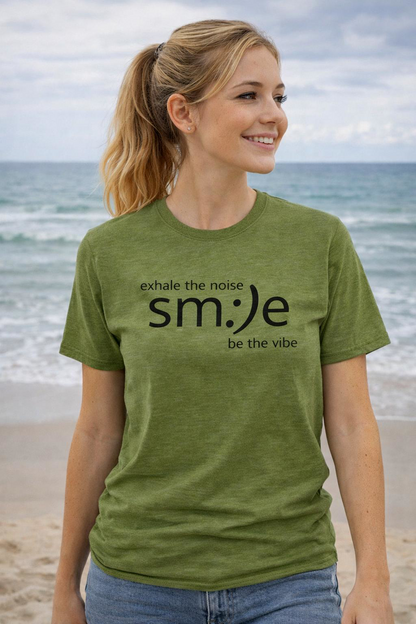 Exhale the Noise sm:)e Be the Vibe | Motivational Unisex Tee