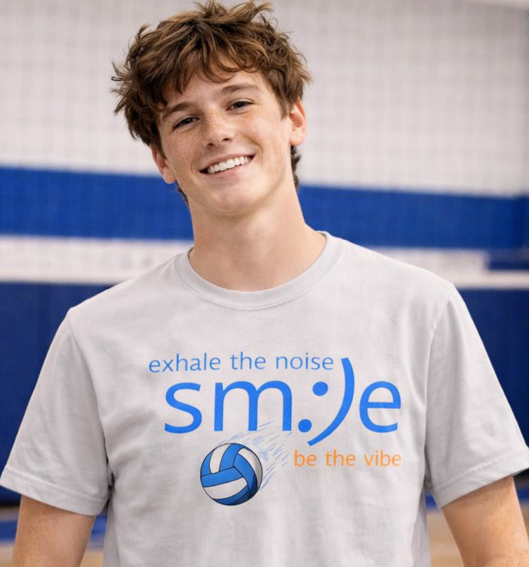 Exhale the Noise sm:)e Be the Vibe Volleyball Tee