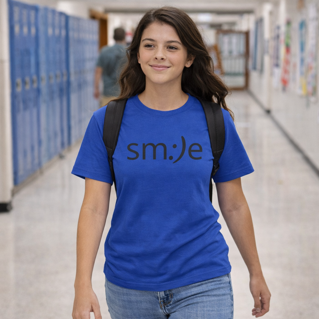 sm:)e Smile Face Logo Tee | Happy Confidence Streetwear | Funny Everyday Unisex Shirt