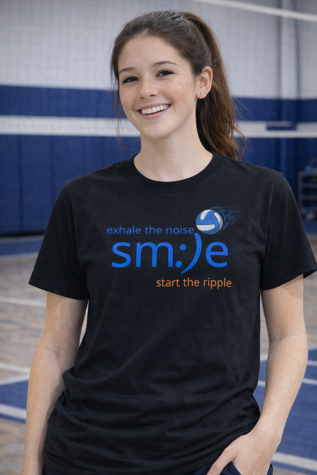 Exhale the Noise sm:)e Start the Ripple Volleyball Tee - Motivational Streetwear, Positive Vibes, Inspirational Gift