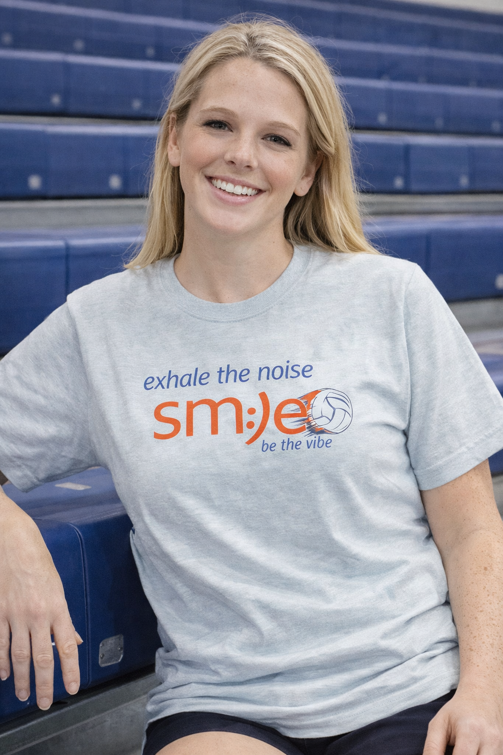 Exhale the Noise sm:)e Be the Vibe Volleyball Tee - Motivational Streetwear, Court Confidence, Athletic Gift