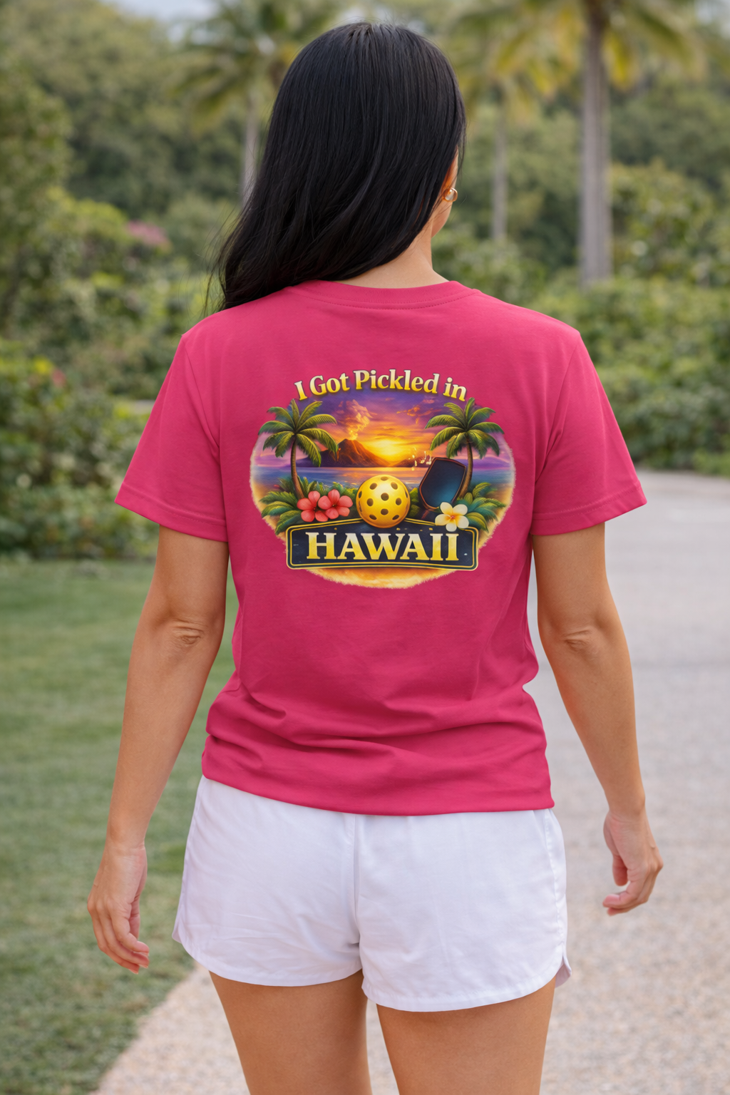 Hawaii Sunset Pickleball Tee | Tropical Beach Graphic T-Shirt